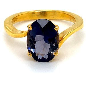 Iolite 3.01ct Solid 18K Yellow Gold Ring